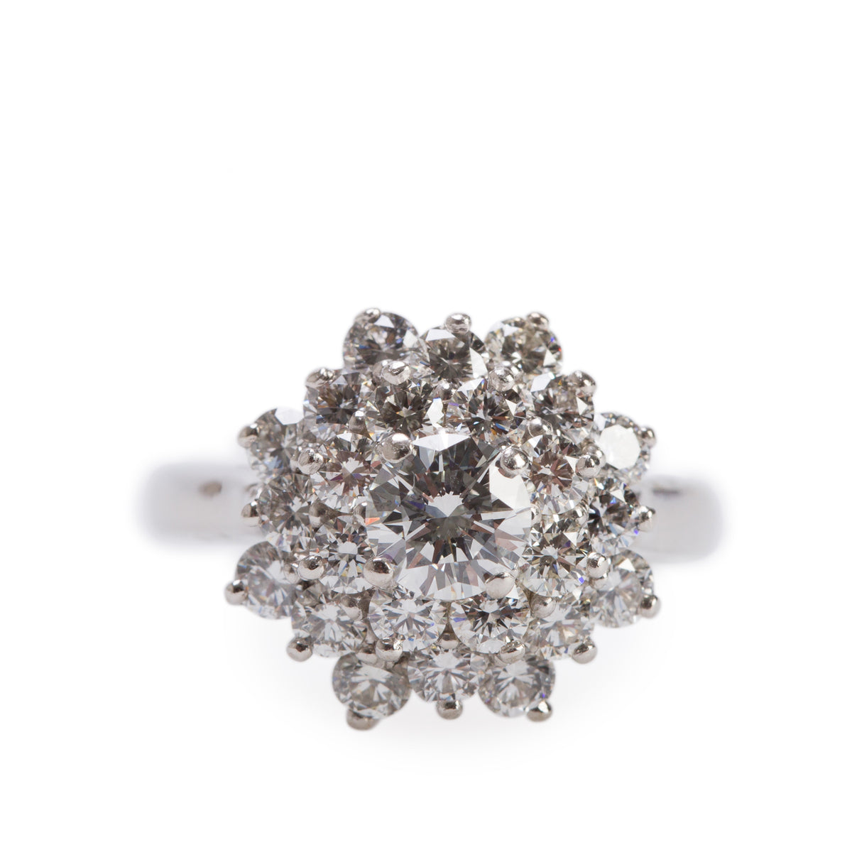 18k White Gold 2.01 tcw. Cluster Diamond Ring, Size 5.75