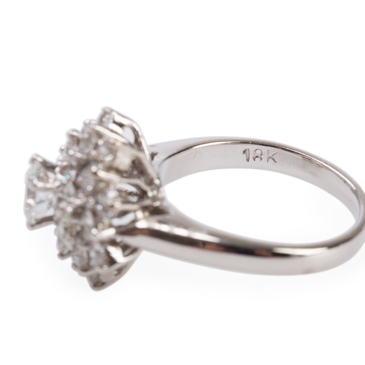 18k White Gold 2.01 tcw. Cluster Diamond Ring, Size 5.75