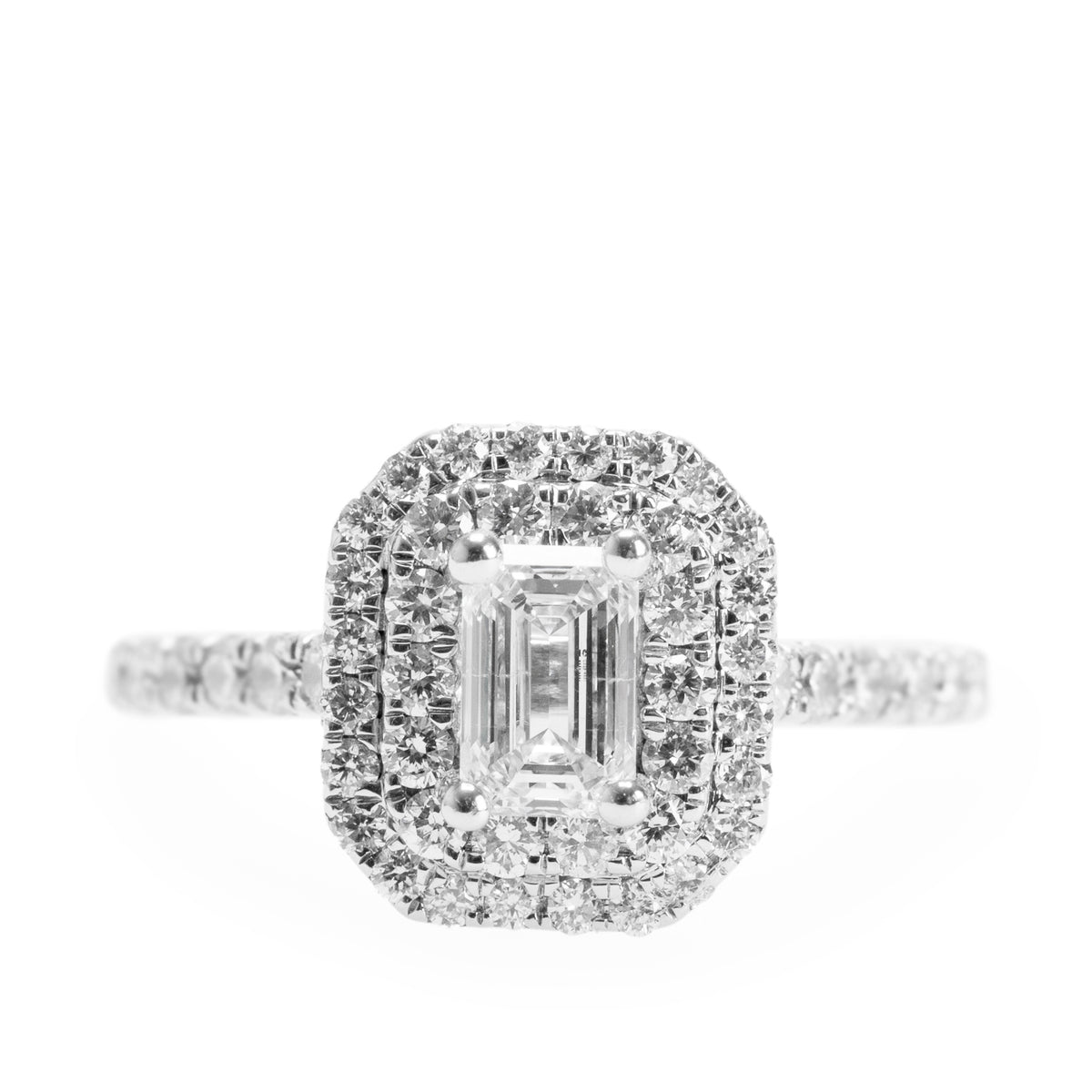 14k White Gold 0.51 ct. Emerald Cut Diamond Engagement Ring, Size 4