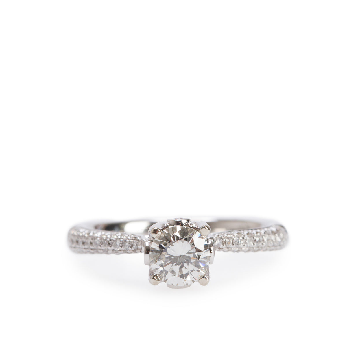 14k White Gold 0.62 ct. Round Cut Diamond Engagement Ring, Size 6.25