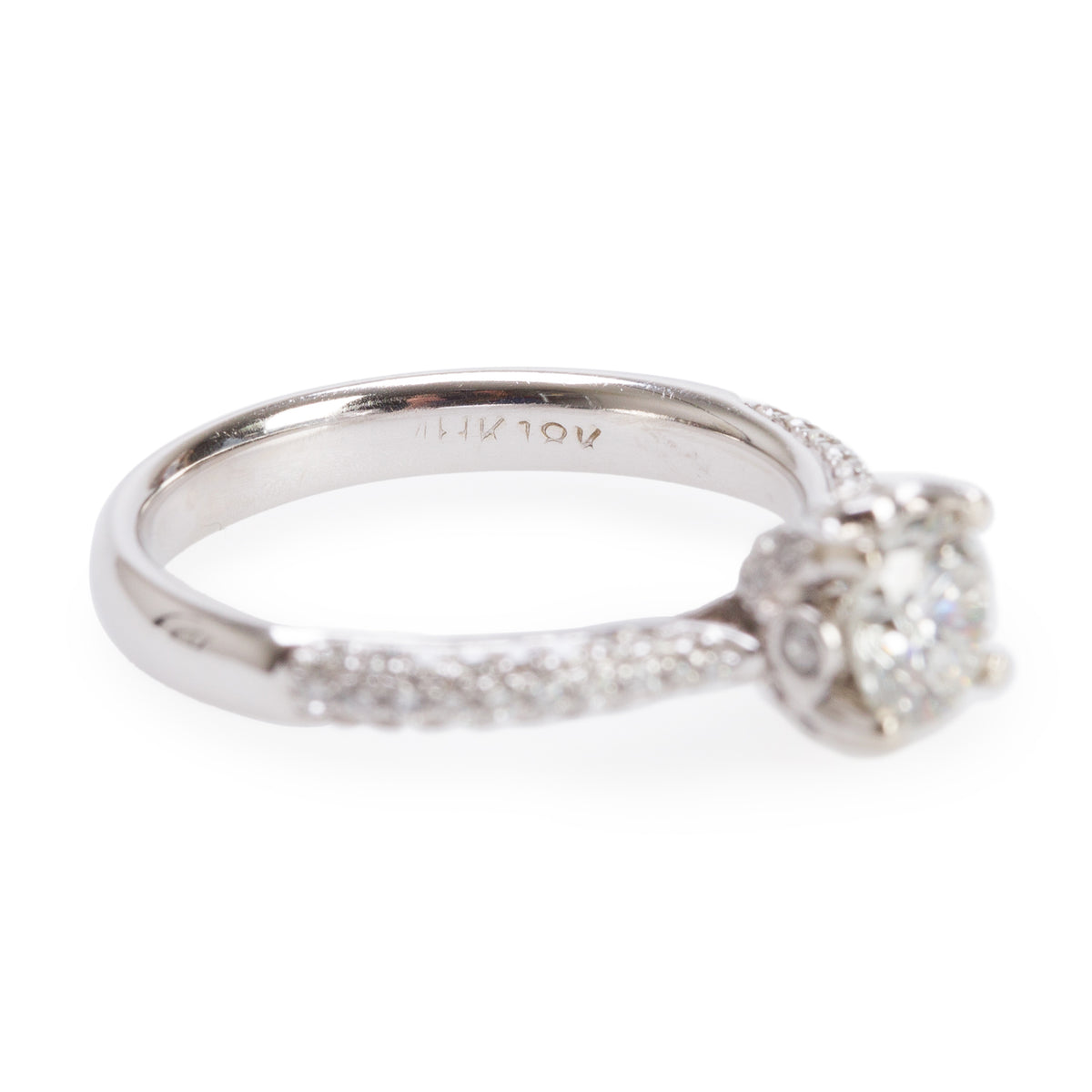 14k White Gold 0.62 ct. Round Cut Diamond Engagement Ring, Size 6.25