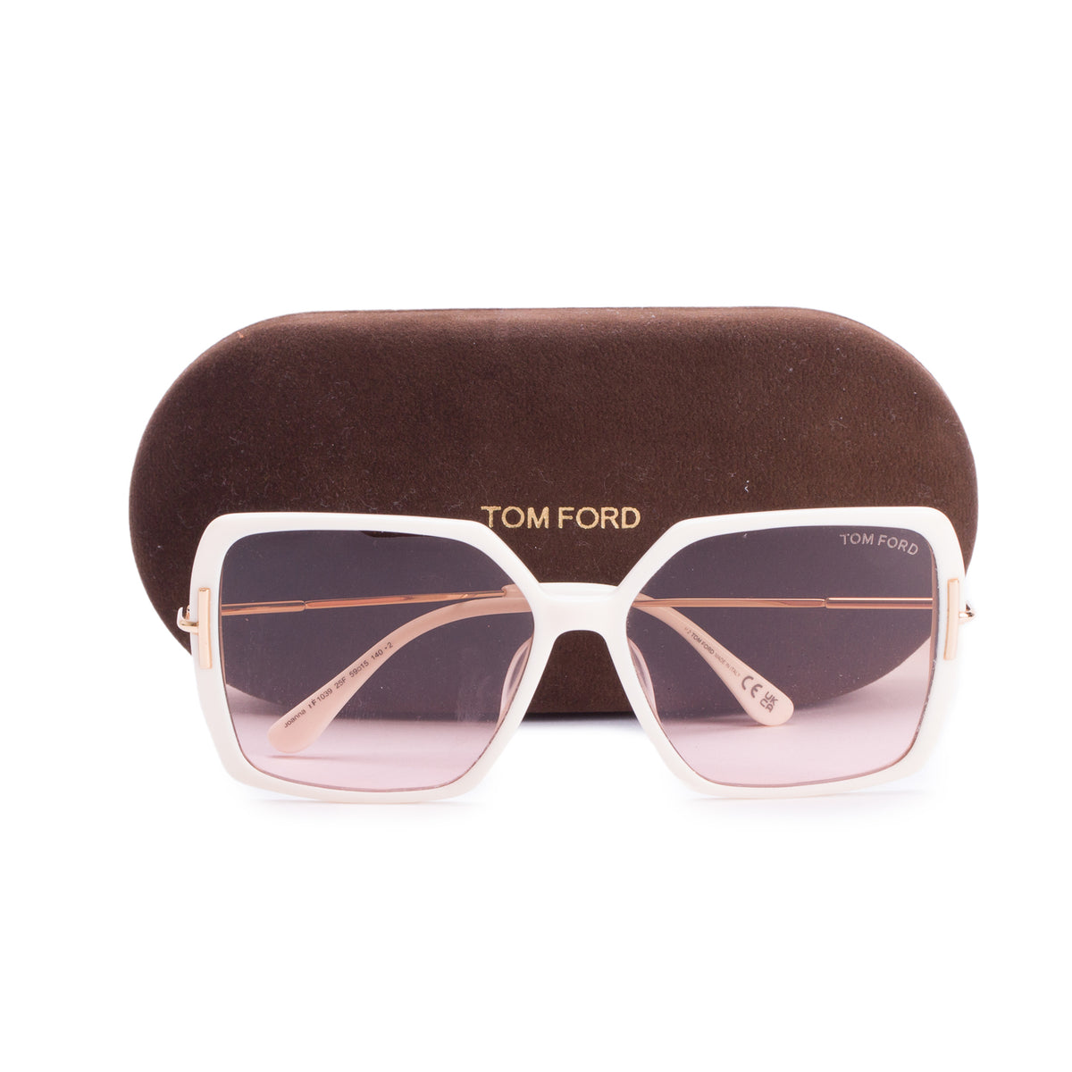 Tom Ford TF 1039 White Acetate Joanna Butterfly Sunglasses w/ Case