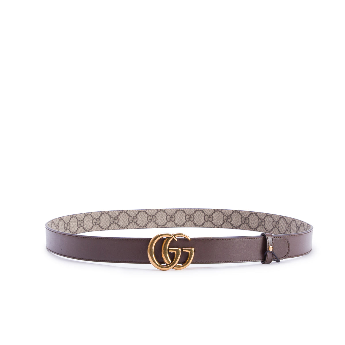 Gucci GG Supreme Canvas Black Calfskin Leather GG Marmont Reversible Belt 110 44