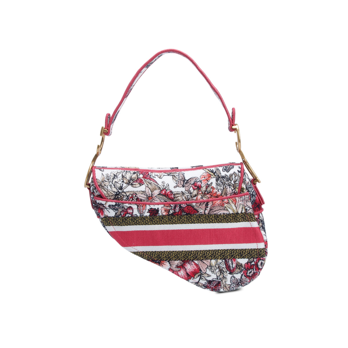 Christian Dior 2021 Multicolor Canvas Embroidered Saddle Bag w/ Box & Authenticity Card