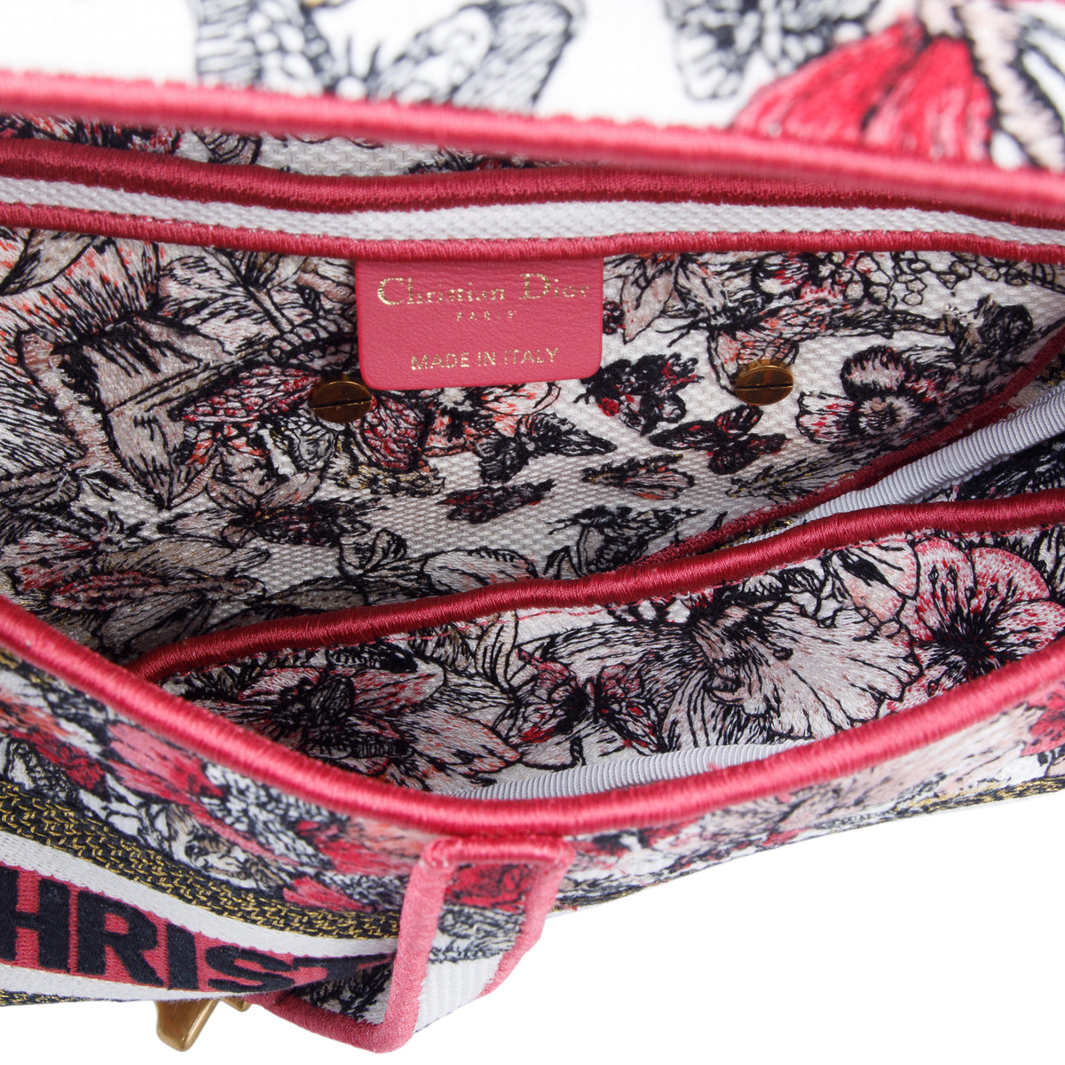 Christian Dior 2021 Multicolor Canvas Embroidered Saddle Bag w/ Box & Authenticity Card
