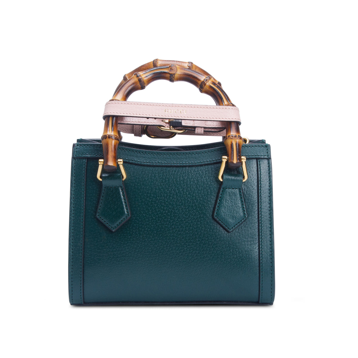 Gucci Green Calfskin Leather Diana Mini Tote Bag w/ Strap