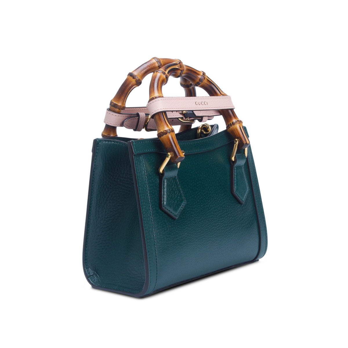 Gucci Green Calfskin Leather Diana Mini Tote Bag w/ Strap