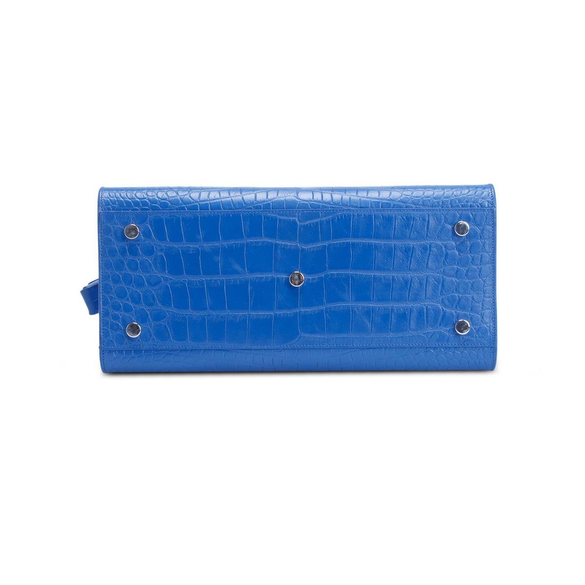 Saint Laurent Blue Crocodile Embossed Calfskin Leather Small Sac De Jour w/ Strap