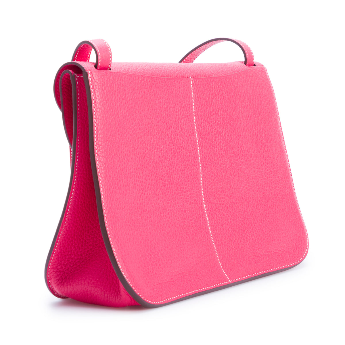 Hermes Rose Extreme Taurillon Clemence Sac Halzan 31 w/ Box, Strap & Receipt