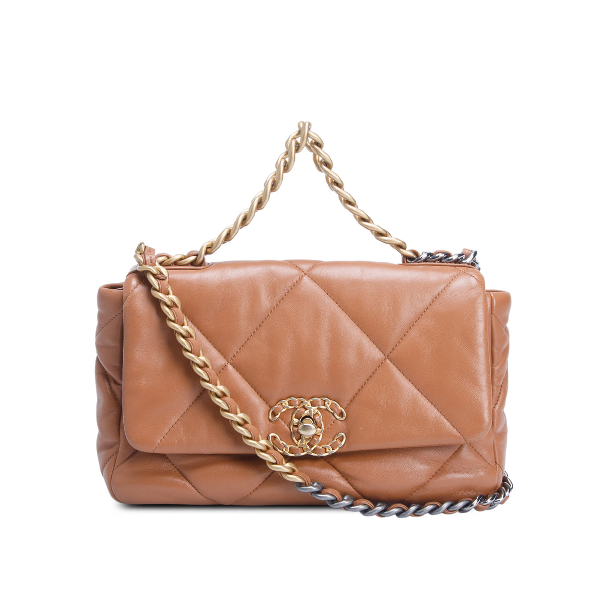 Chanel Brown Quilted Lambskin Medium 19 Flap