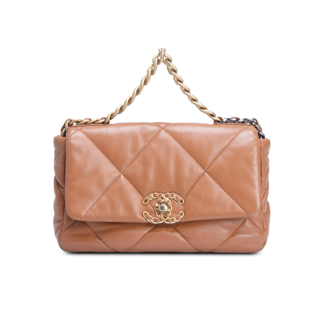 Chanel Brown Quilted Lambskin Medium 19 Flap