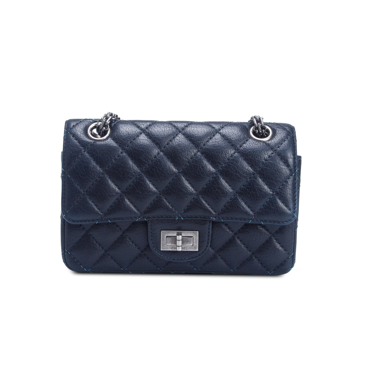 Chanel Black Aged Calfskin Quilted 2.55 Reissue 224 Flap w/ Authenticity Card