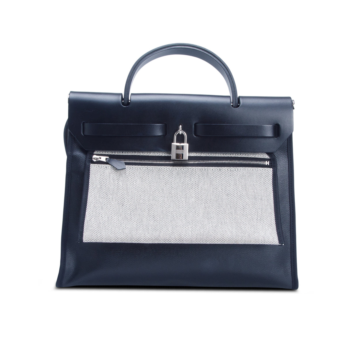 Hermes Noir Toile H Berline Vache Hunter Herbag Zip PM 31 w/ Pouch