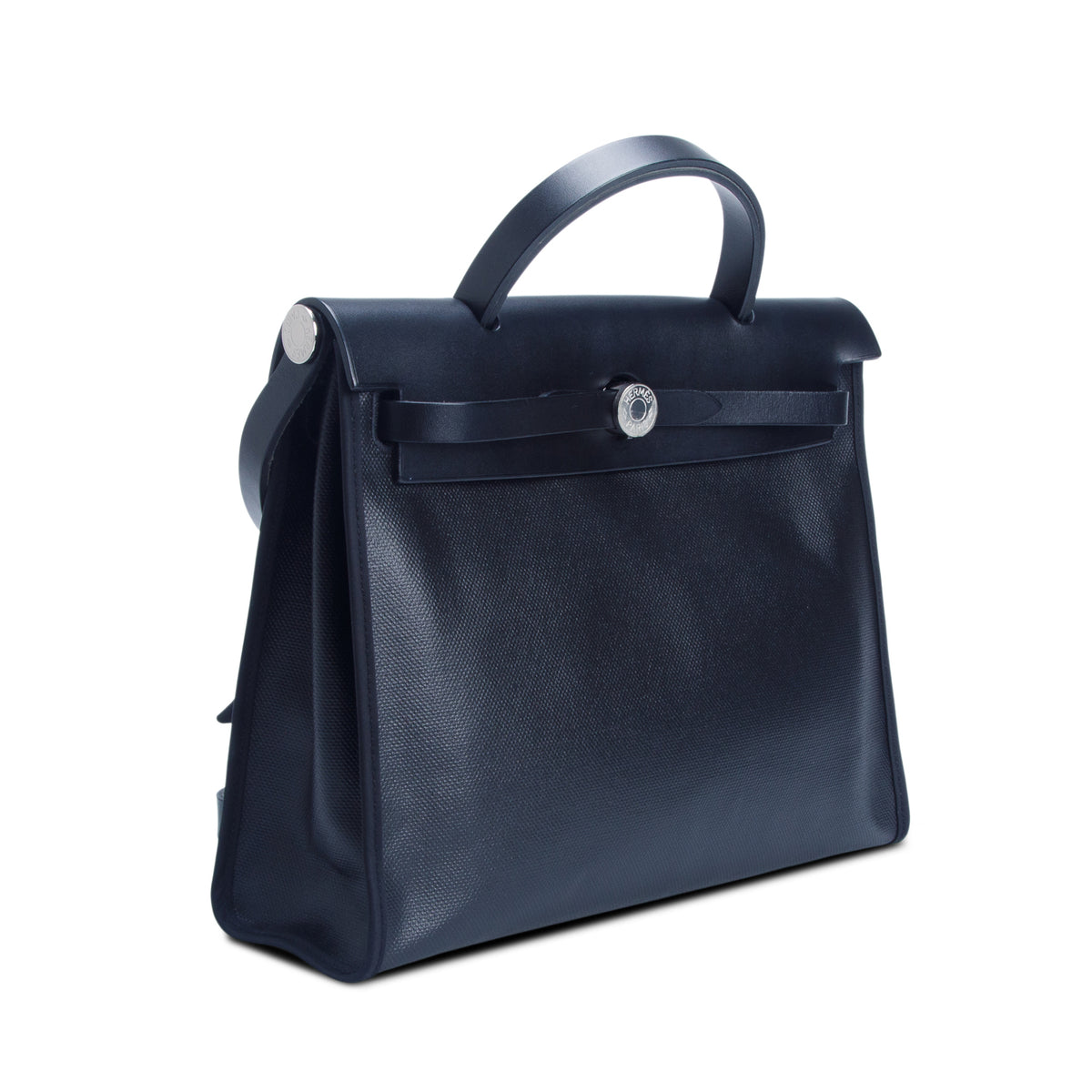 Hermes Noir Toile H Berline Vache Hunter Herbag Zip PM 31 w/ Pouch