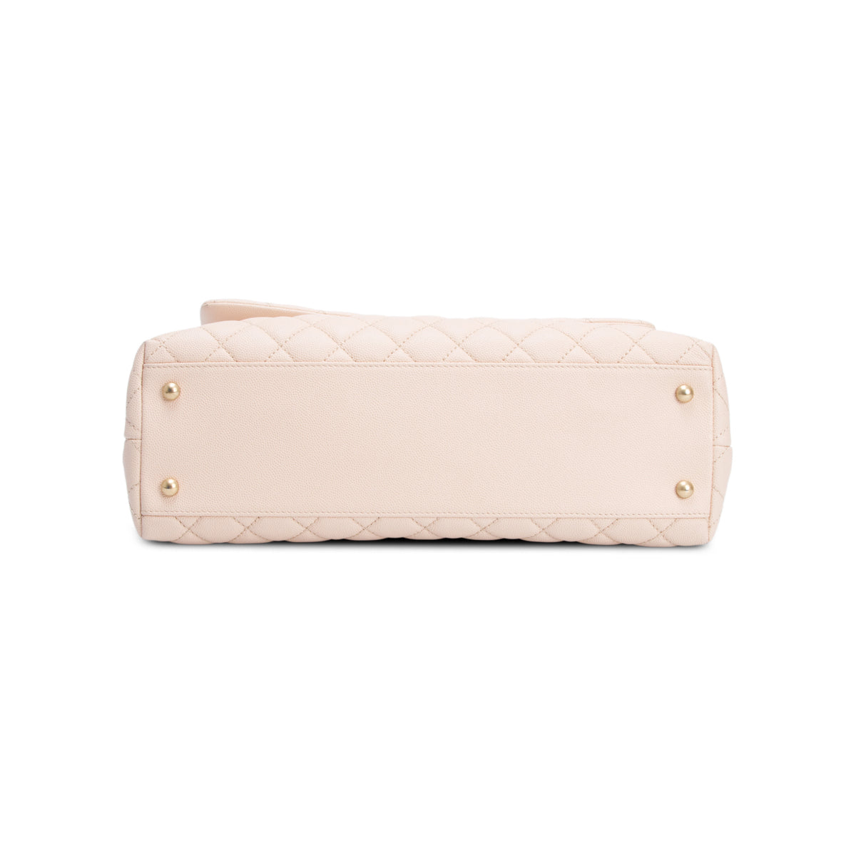 Chanel Beige Caviar Quilted Medium Coco Handle Flap w/ Authenticity Card