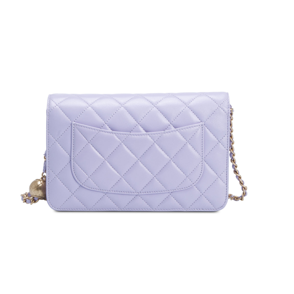 Chanel Purple Lambskin Quilted Leather CC Pearl Crush Wallet on Chain