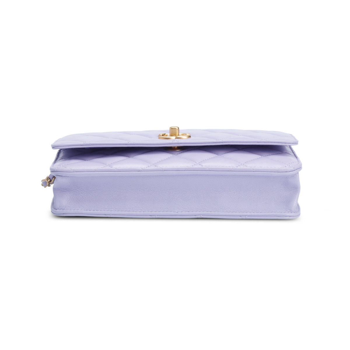 Chanel Purple Lambskin Quilted Leather CC Pearl Crush Wallet on Chain