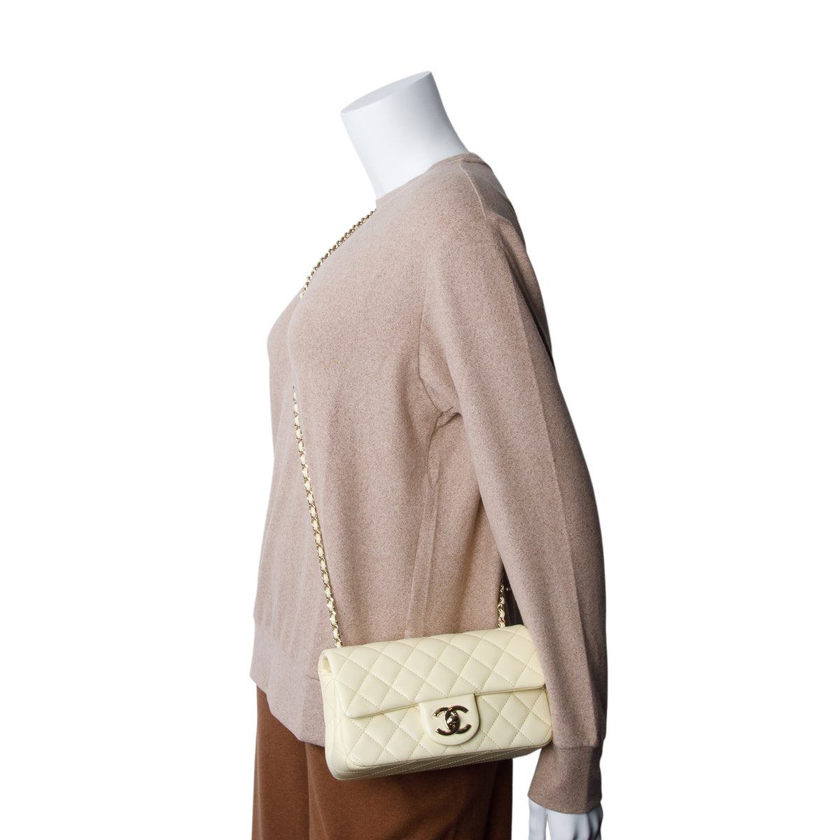 Chanel Yellow Lambskin Quilted Leather Mini CC Crush Rectangular Flap Bag