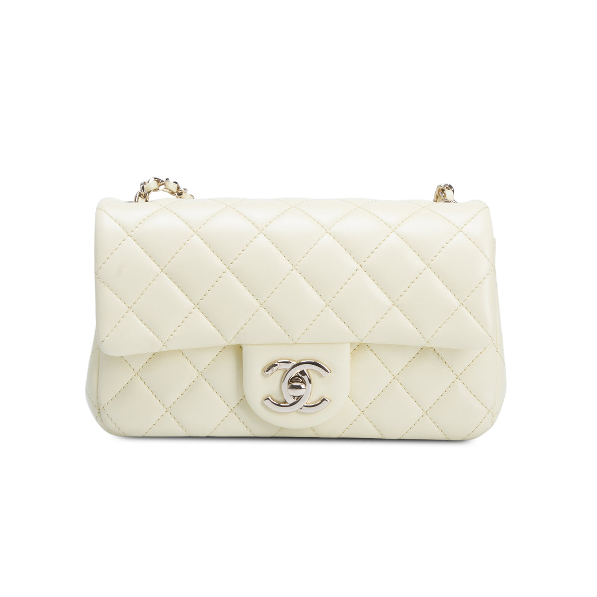 Chanel Yellow Lambskin Quilted Leather Mini CC Crush Rectangular Flap Bag