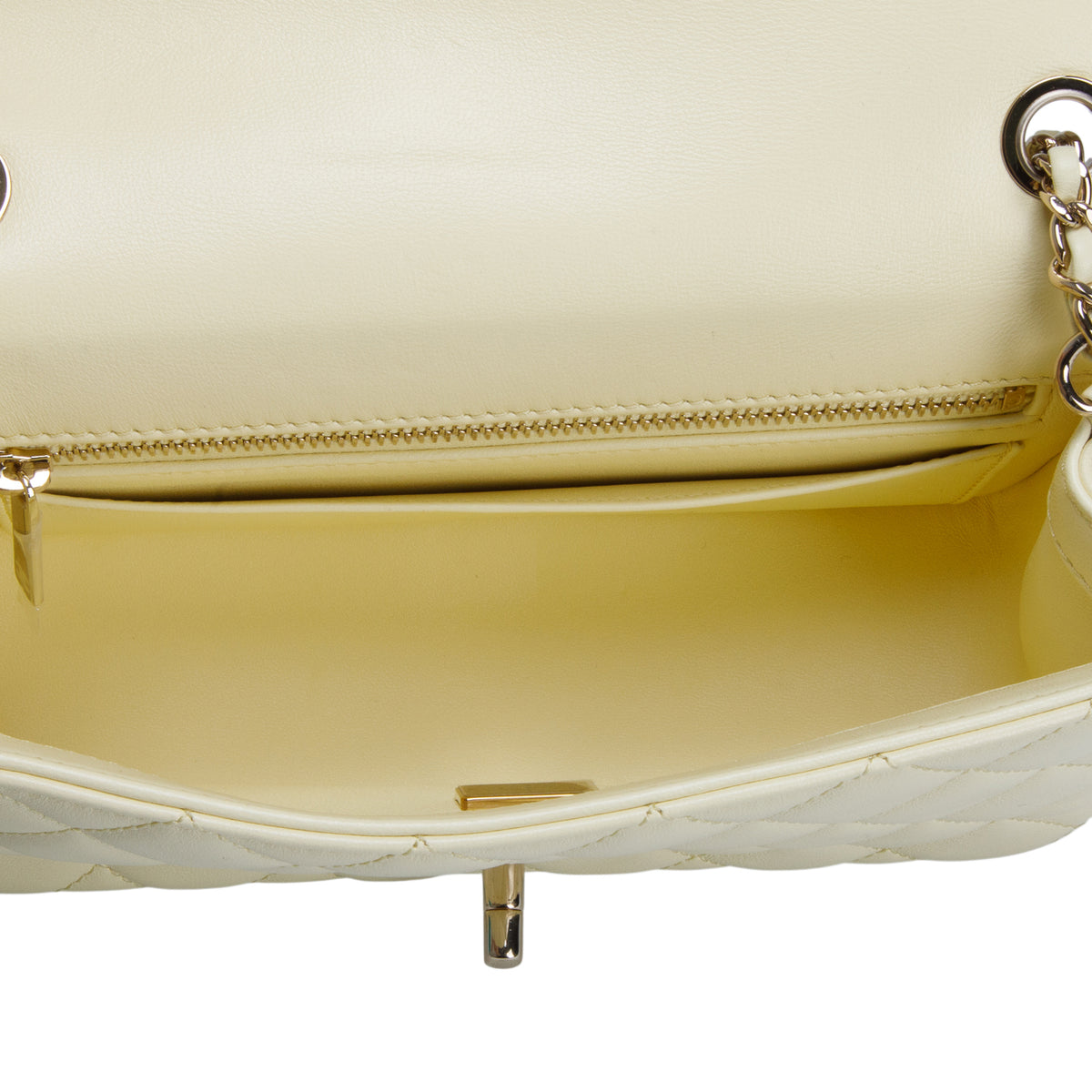 Chanel Yellow Lambskin Quilted Leather Mini CC Crush Rectangular Flap Bag