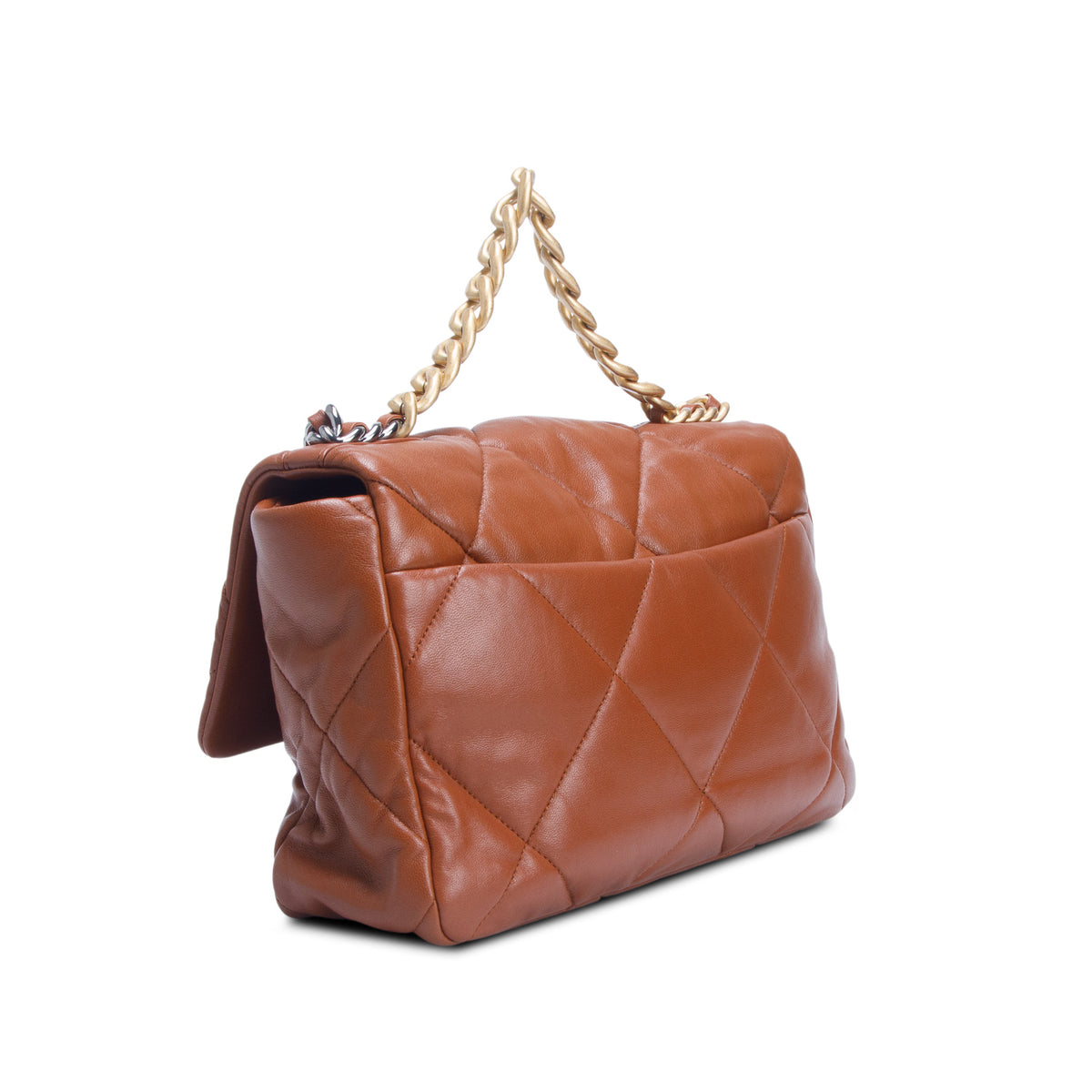 Chanel Brown Lambskin Leather Large 19 Flap Bag