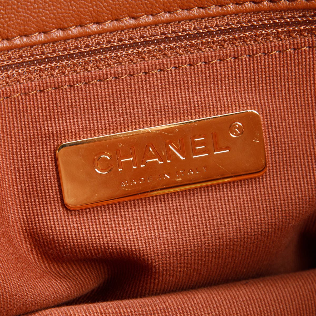 Chanel Brown Lambskin Leather Large 19 Flap Bag
