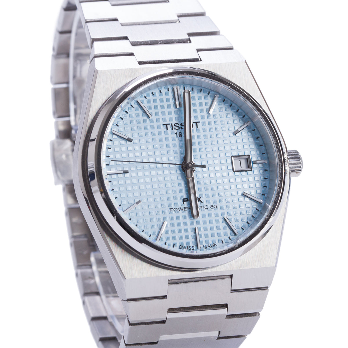 Tissot Stainless Steel PRX 40 MM Powermatic 80 Automatic Watch Light Blue Dial w/ Box
