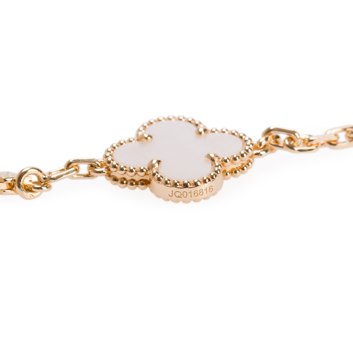 Van Cleef & Arpels 2026 18k Yellow Gold Vintage Alhambra 10 Motif Mother of Pearl Necklace w/ Box, Receipt & Certificate