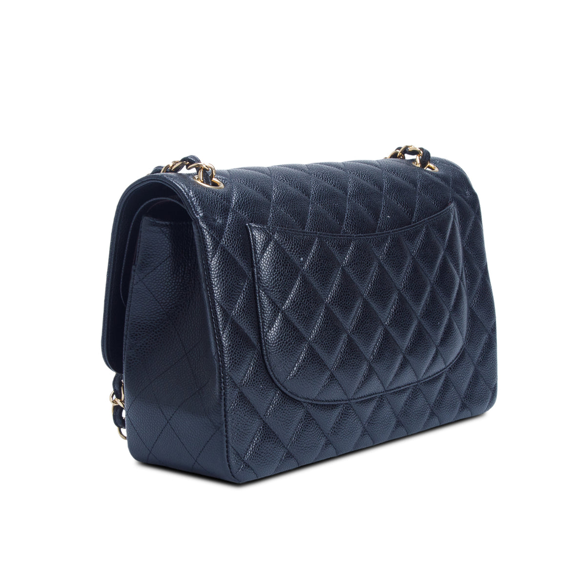 Chanel Black Quilted Caviar Leather Classic Jumbo Double Flap Bag