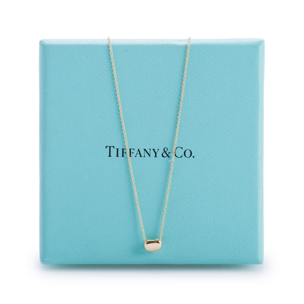 Tiffany & Co. Elsa Peretti 18k Yellow Gold 6.5 MM Mini Bean Pendant Necklace w/ Box