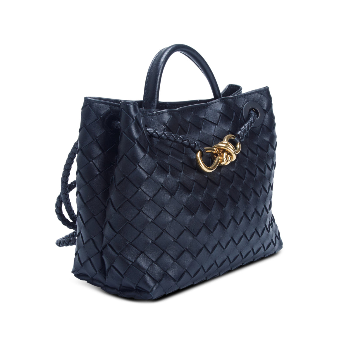 Bottega Veneta 2026 Black Nappa Intrecciato Small Andiamo Shoulder Bag w/ Authenticity Card & Receipt