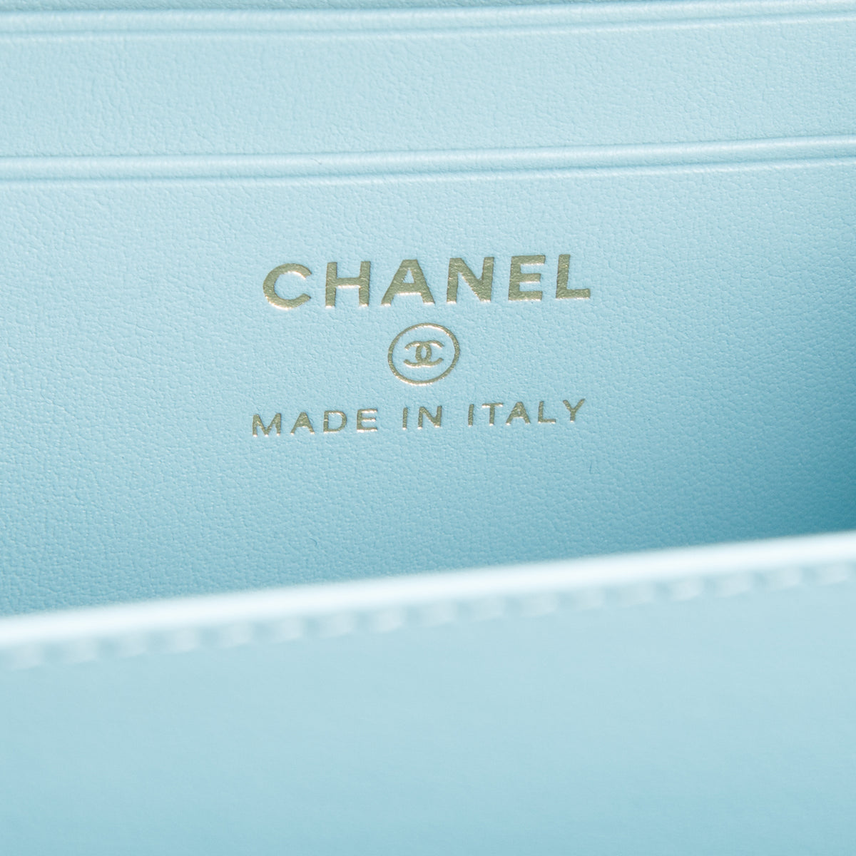 Chanel Blue Caviar Quilted CC Filigree Clutch With Chain