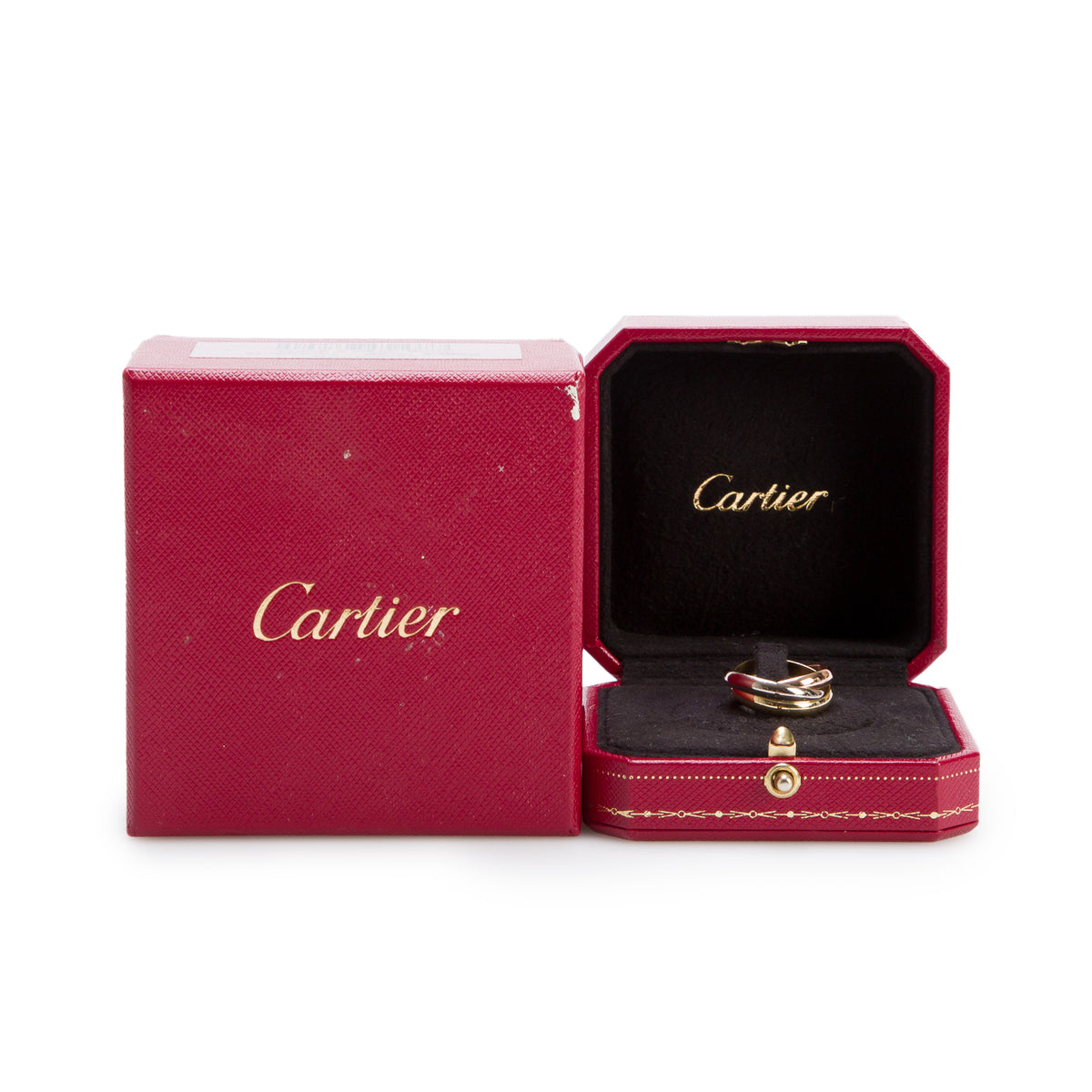 Cartier 18k Tri-Gold Classic Trinity Rolling Ring, Size 53 6.5 w/ Box