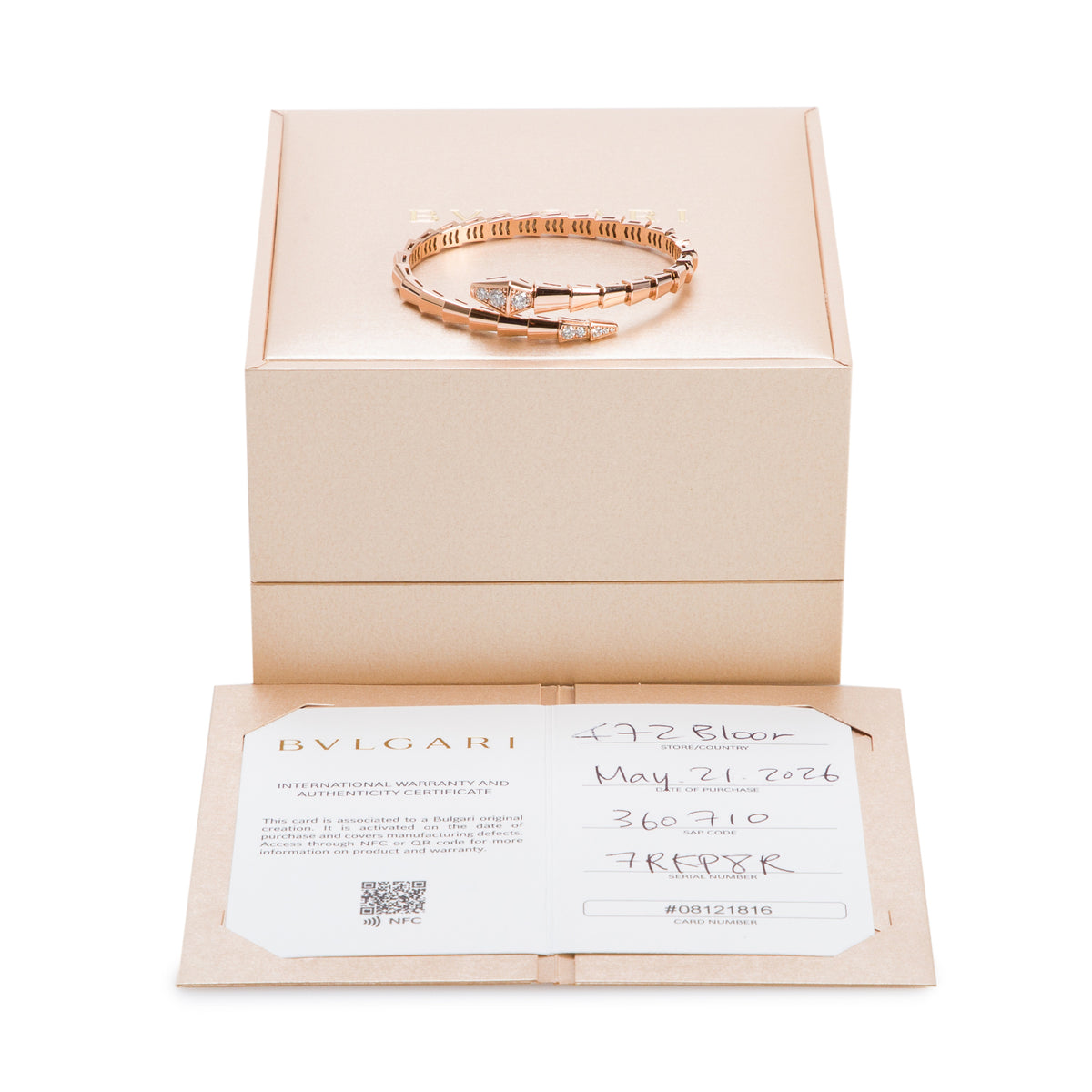 BVLGARI 2026 18k Rose Gold Diamond Serpenti Viper Bracelet, Size M w/ Box & Certificate
