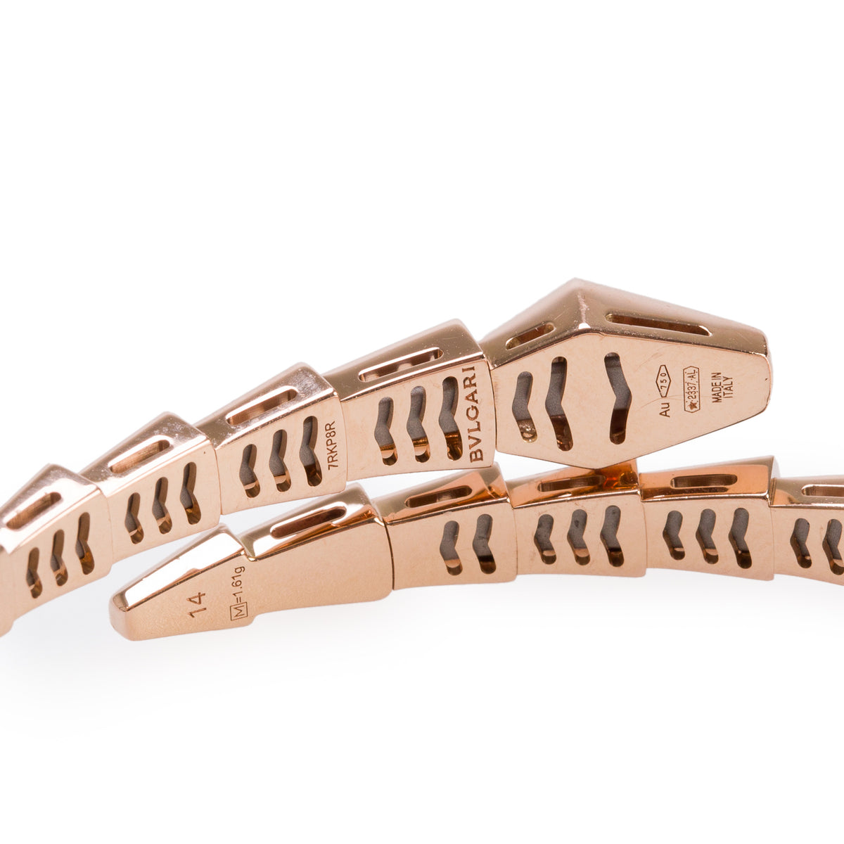 BVLGARI 2026 18k Rose Gold Diamond Serpenti Viper Bracelet, Size M w/ Box & Certificate