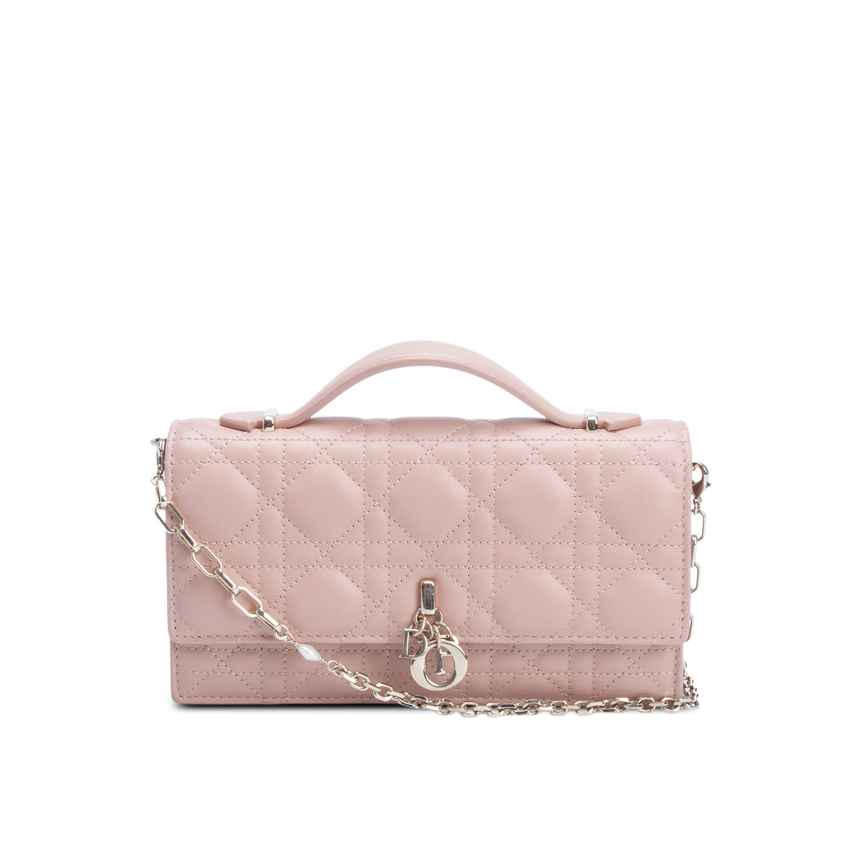 Christian Dior 2023 Pink Lambskin Leather Cannage Mini My Dior Bag w/ Chain