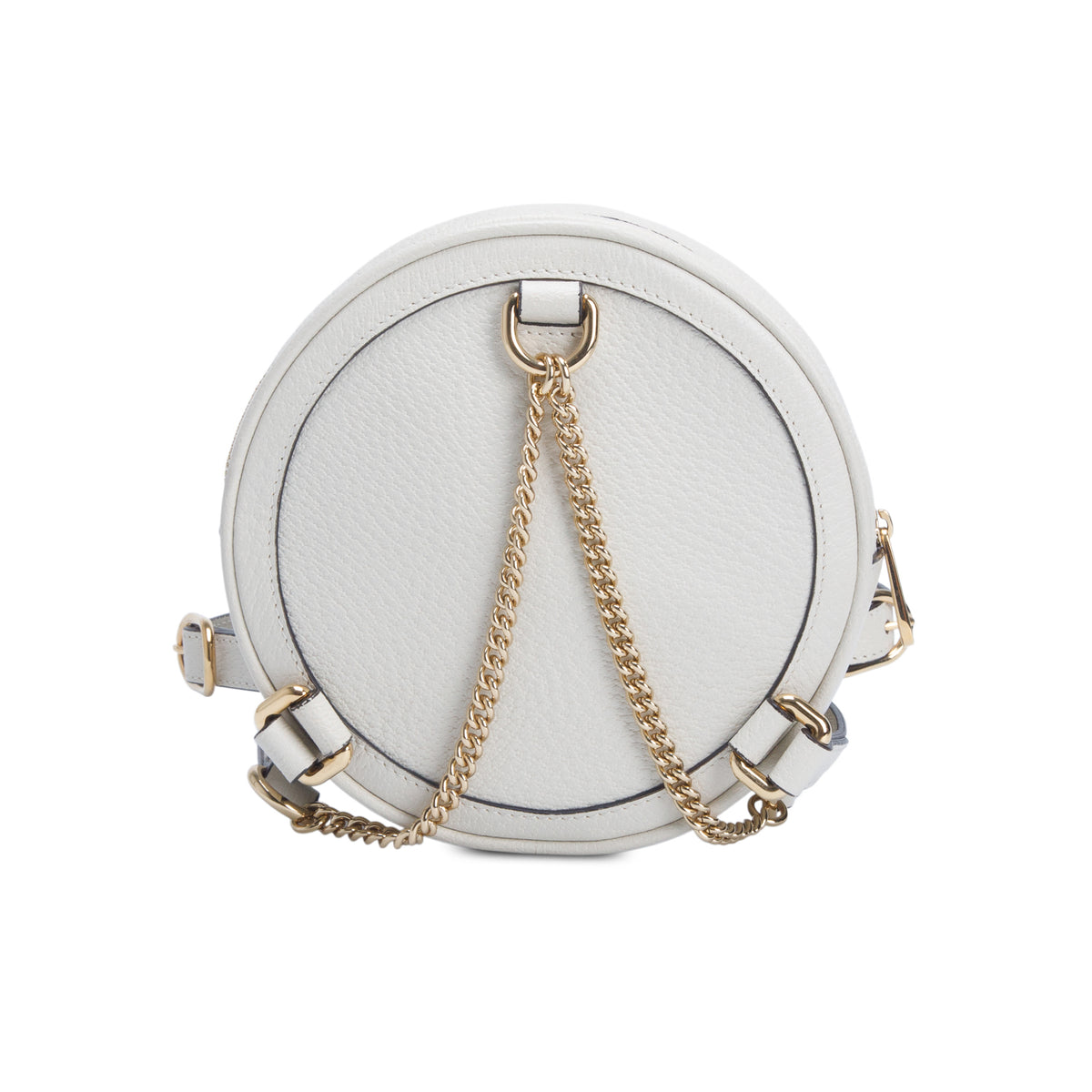 Gucci White Textured Calfskin Web Mini Ophidia Round Backpack