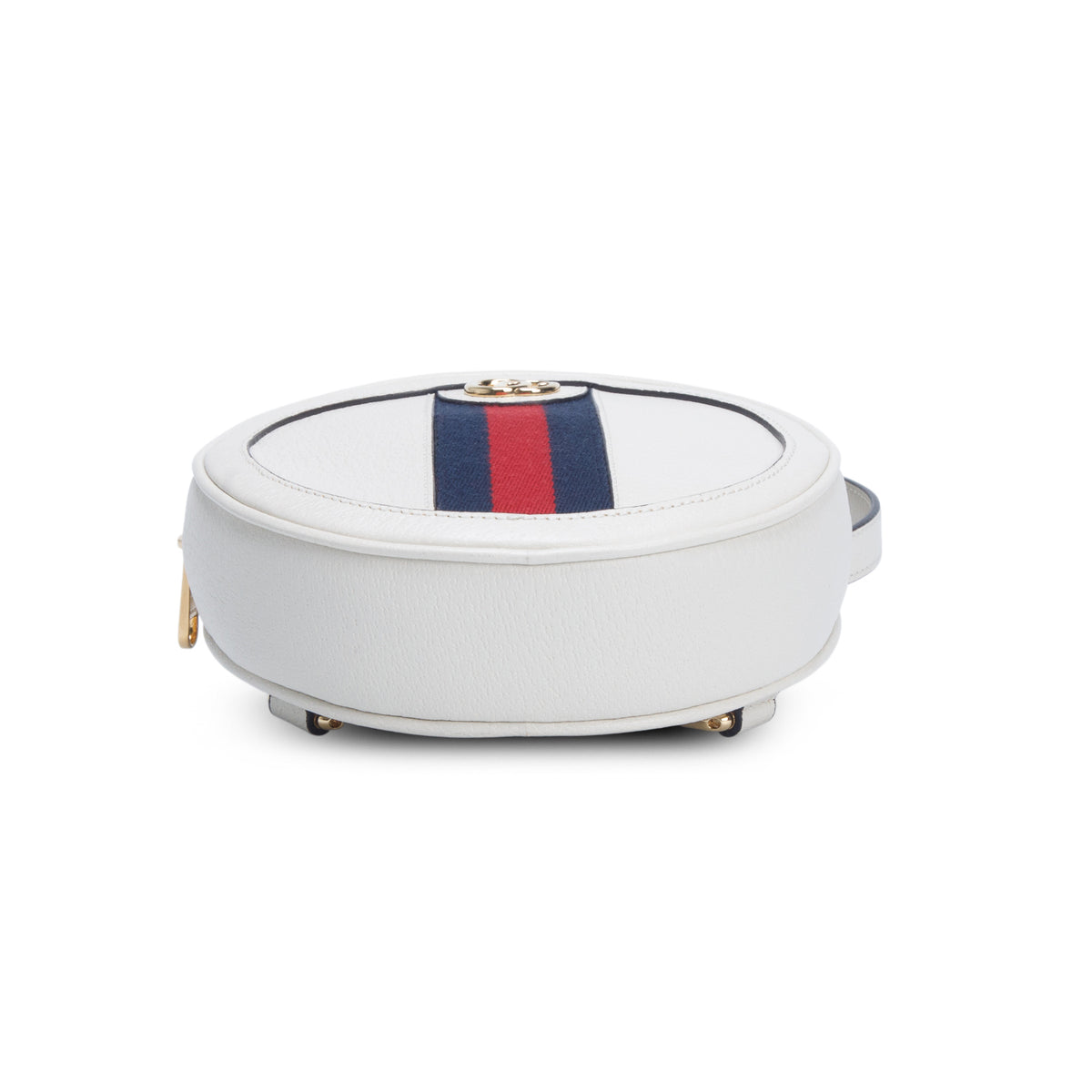 Gucci White Textured Calfskin Web Mini Ophidia Round Backpack