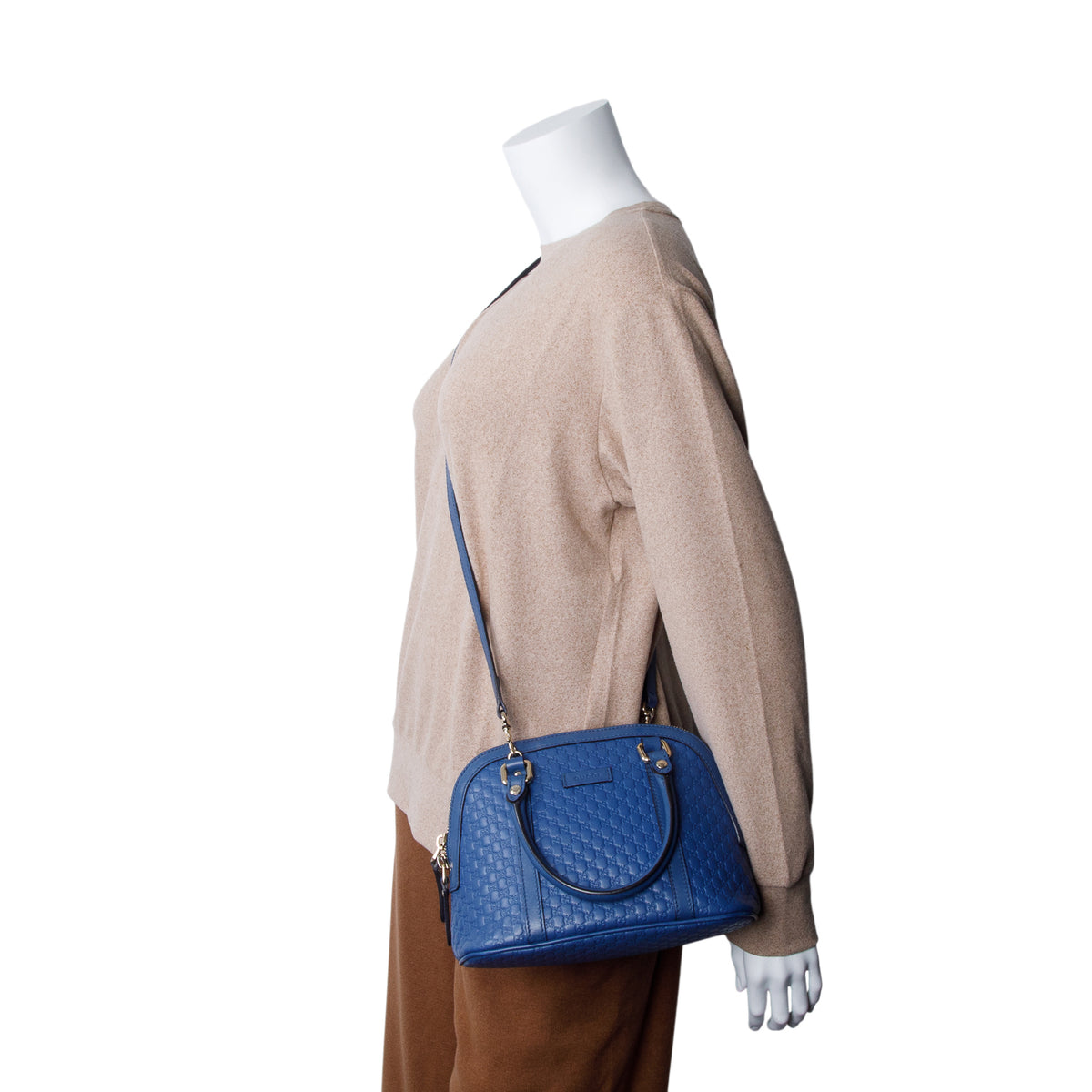 Gucci Blue Signature Leather Mini Dome Bag w/ Strap