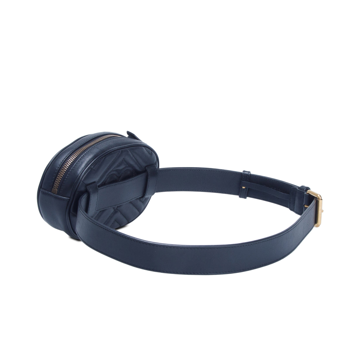 Gucci Black Calfskin Matelasse GG Marmont Belt Bag, Size 95 38