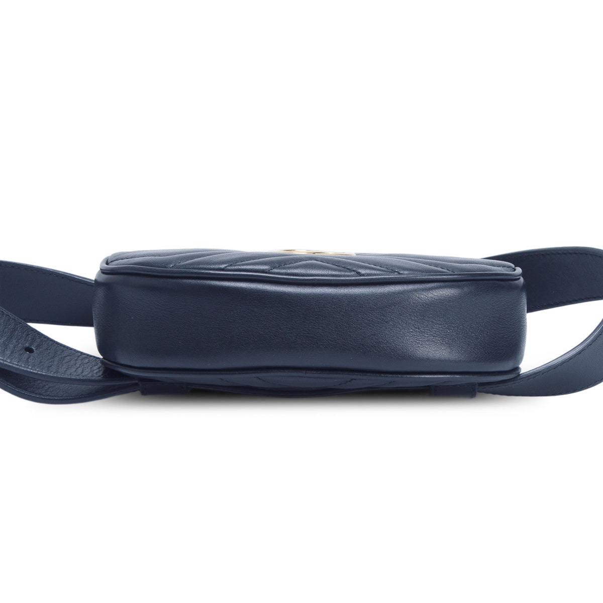 Gucci Black Calfskin Matelasse GG Marmont Belt Bag, Size 95 38