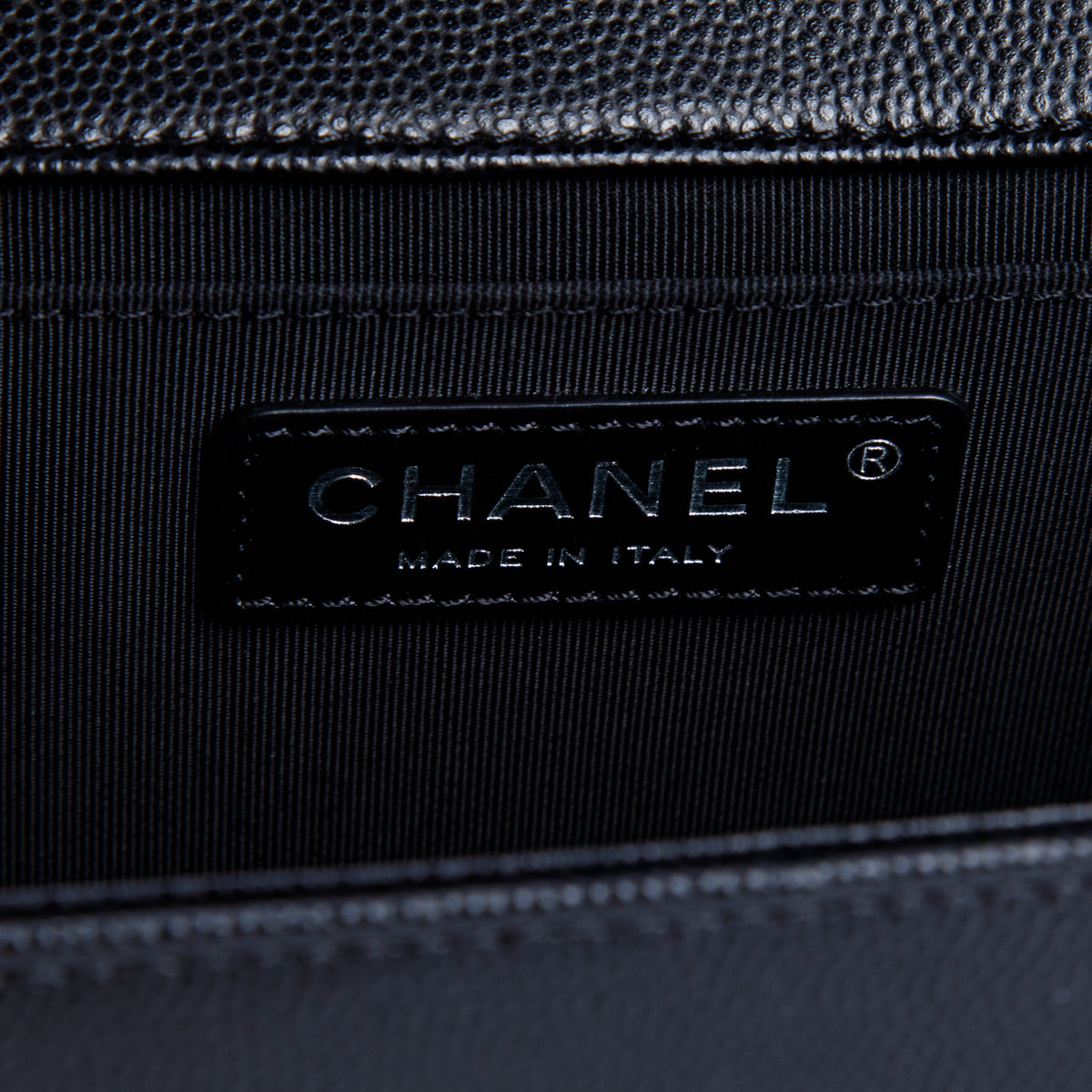 Chanel Black Quilted Caviar Medium Boy Flap Bag w/ Box