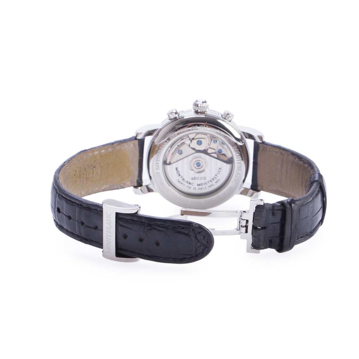 Montblanc Stainless Steel Meisterstuck Star Day Date 38 MM Automatic Chronograph Watch Black Dial 7016