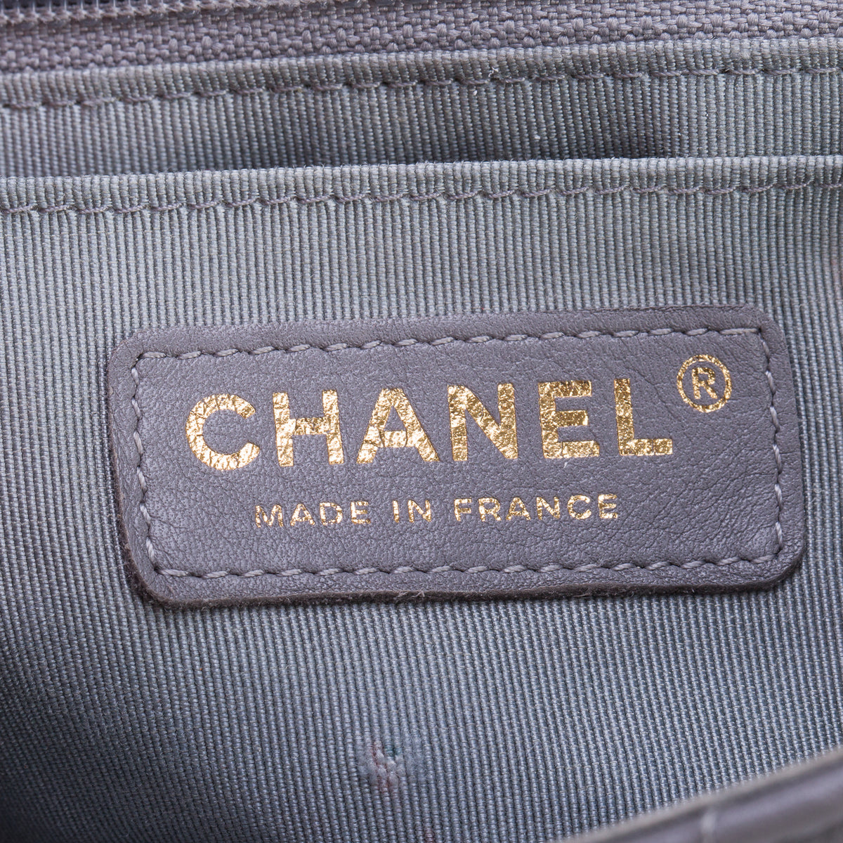 Chanel Grey Calfskin Chevron Quilted Small Statement Flap