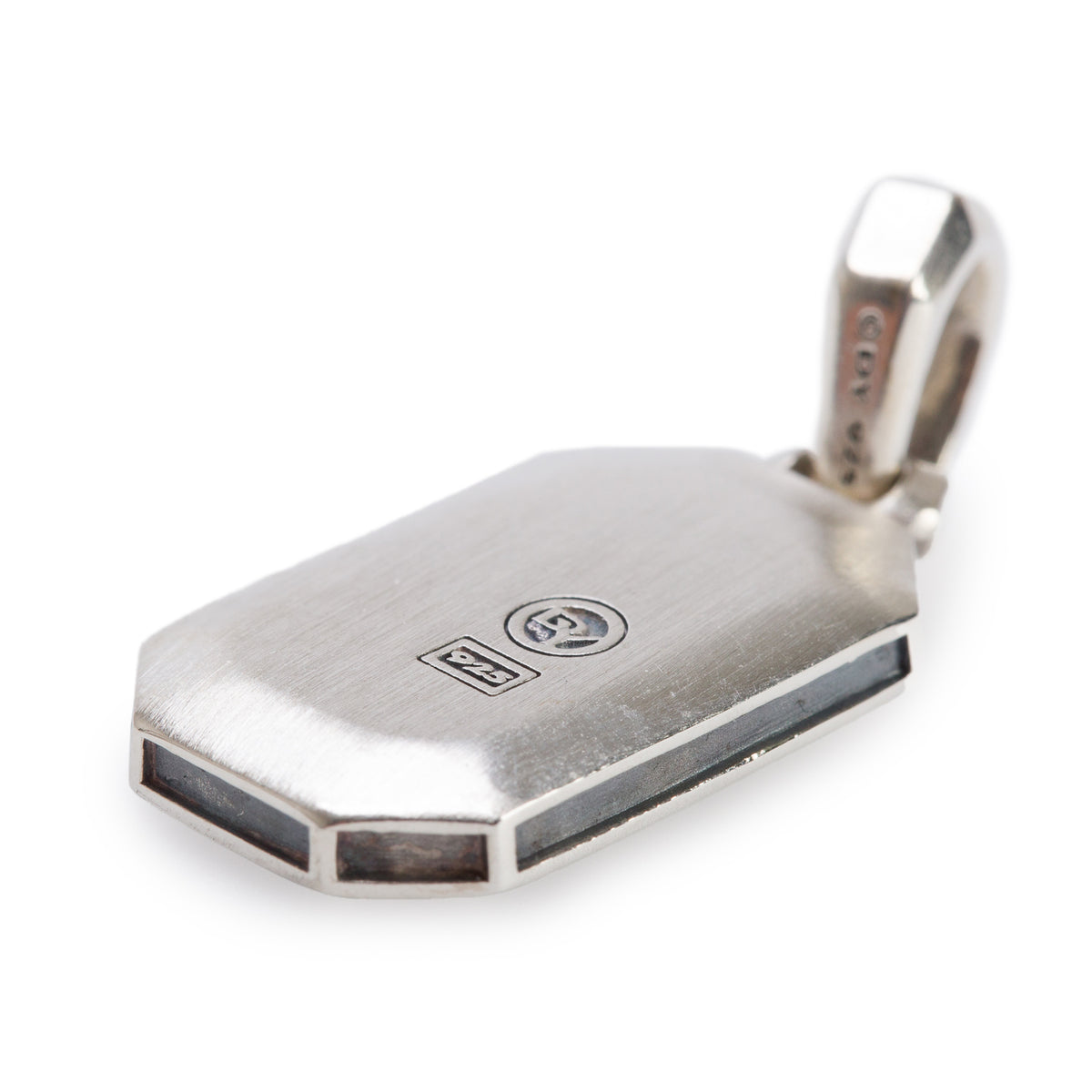 David Yurman Sterling Silver Pave Black Diamond Streamline Tag Pendant