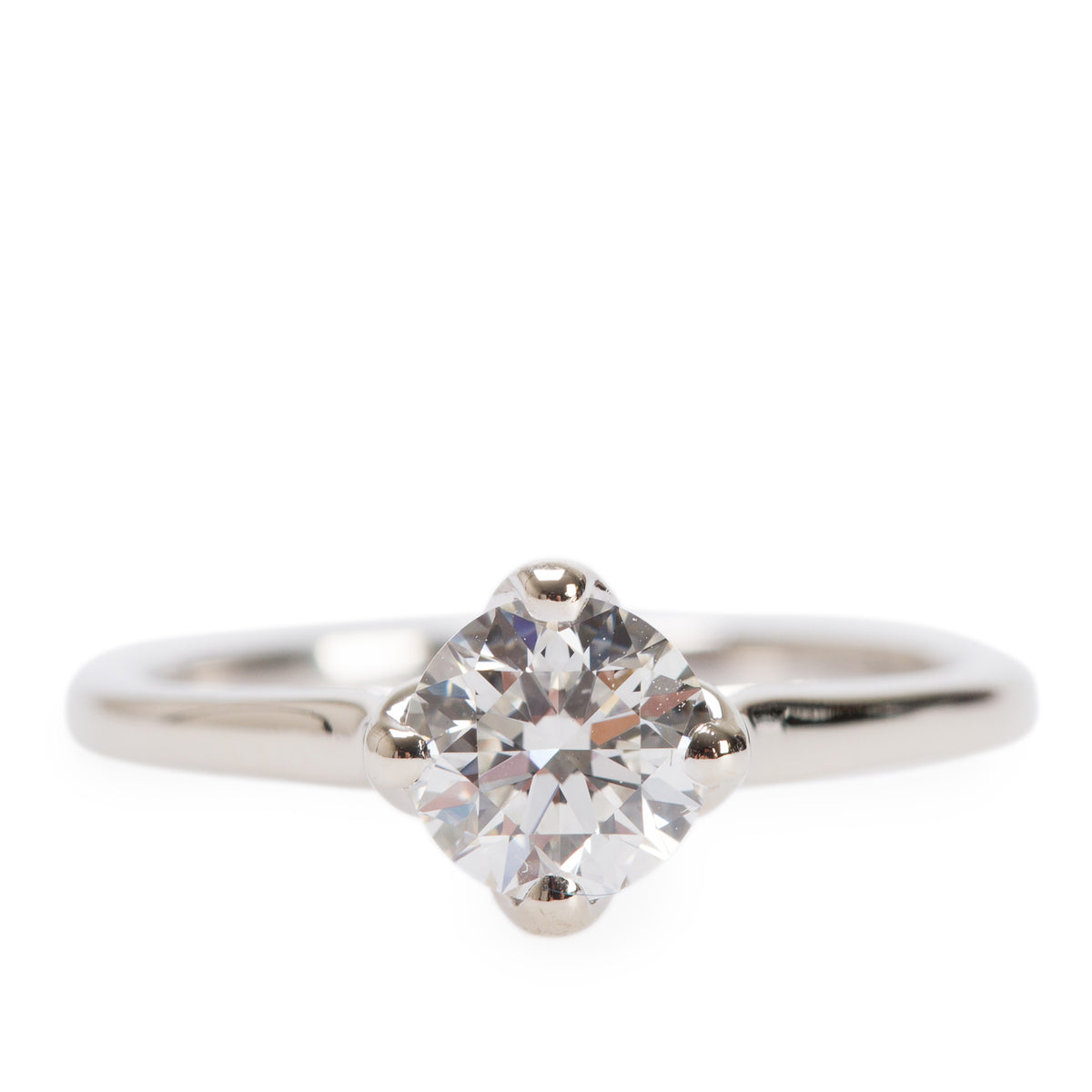14k White Gold 0.83 ct. Round Cut Solitaire Diamond Ring, Size 6.0