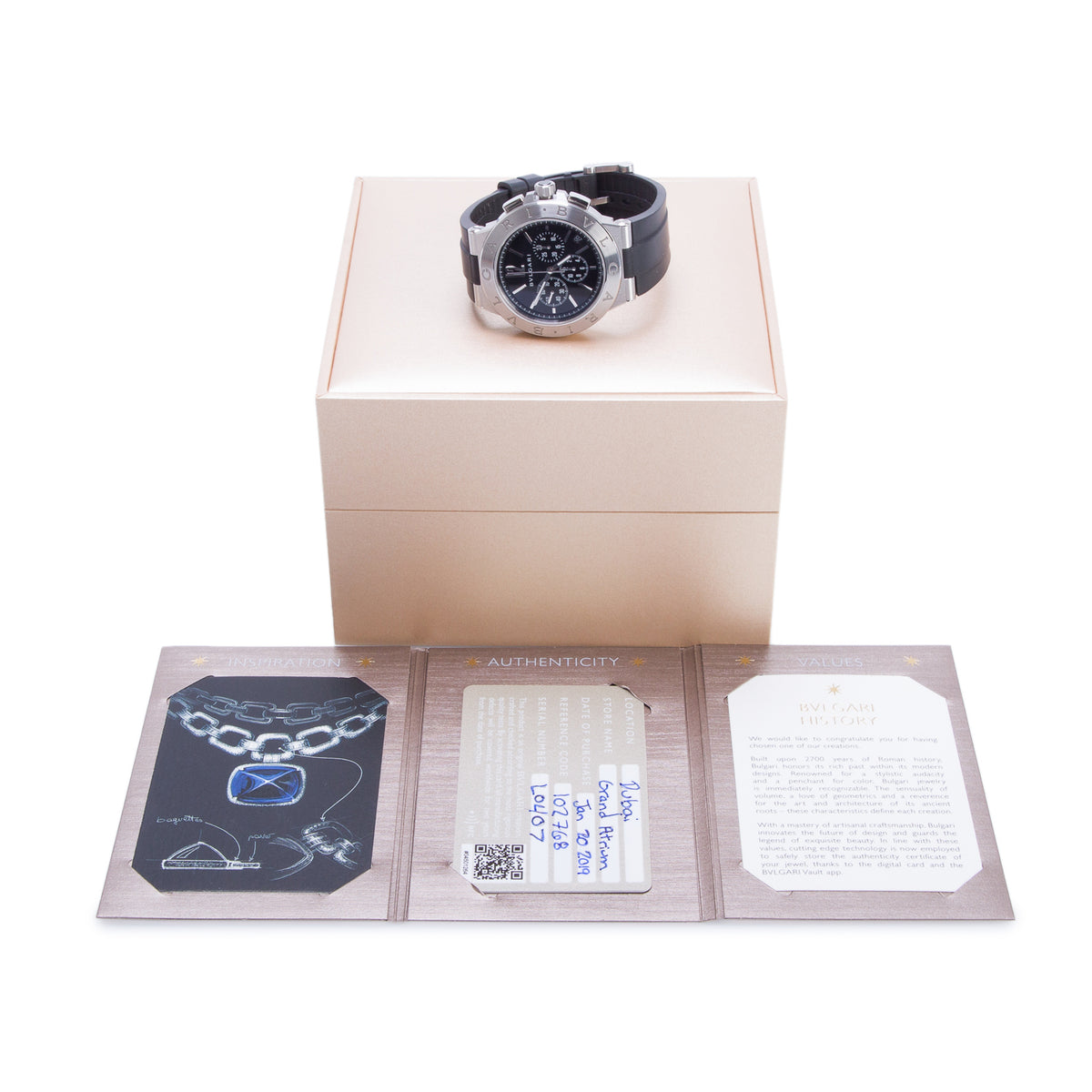 BVLGARI Stainless Steel Diagono Velocissimo 41 MM Automatic Chronograph Watch Black Dial w/ Box & Papers
