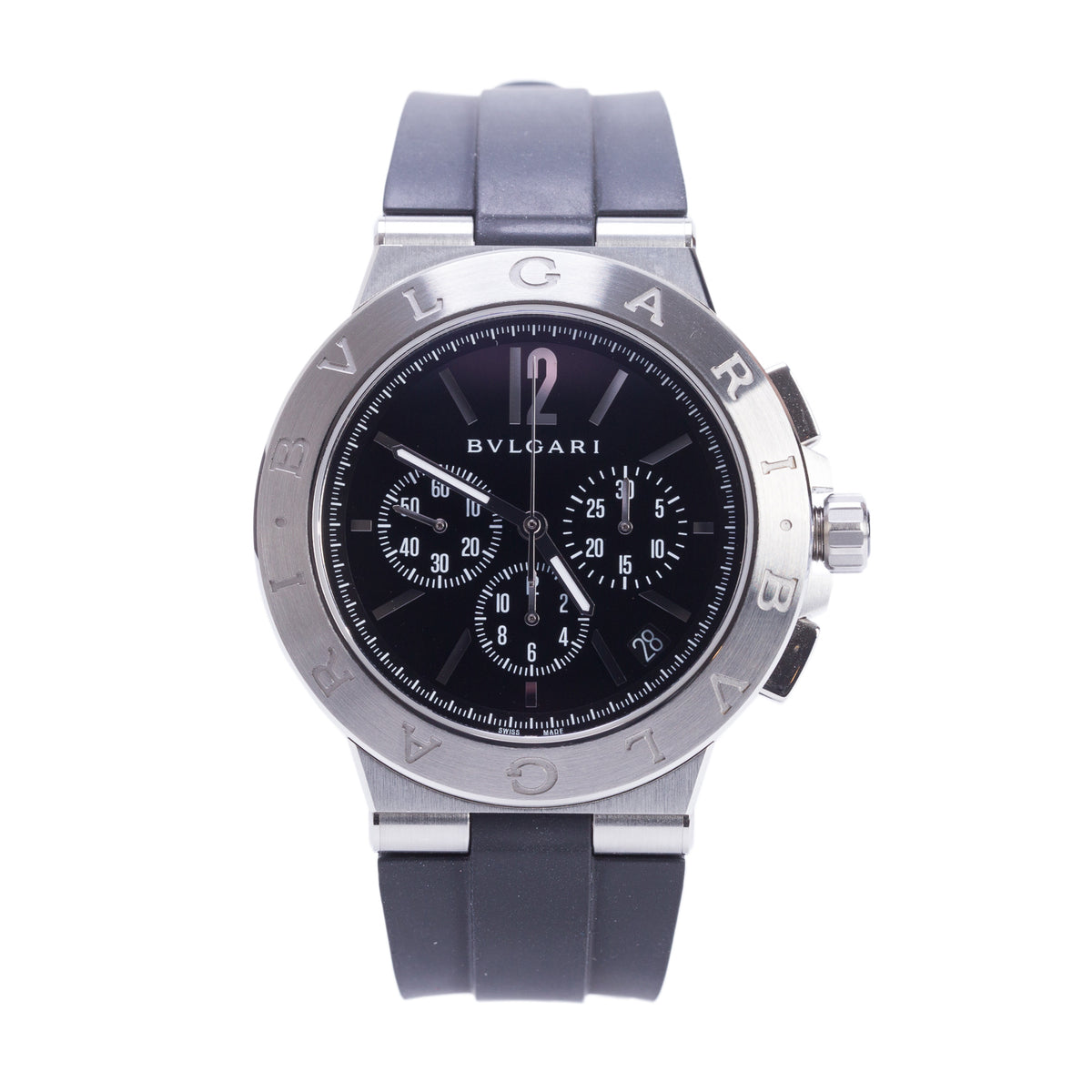 BVLGARI Stainless Steel Diagono Velocissimo 41 MM Automatic Chronograph Watch Black Dial w/ Box & Papers