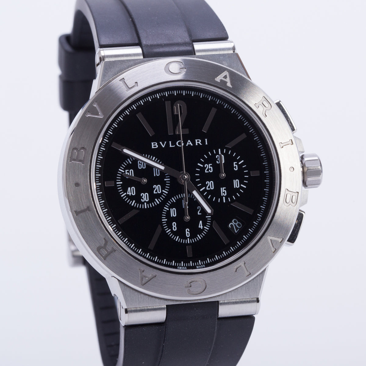 BVLGARI Stainless Steel Diagono Velocissimo 41 MM Automatic Chronograph Watch Black Dial w/ Box & Papers