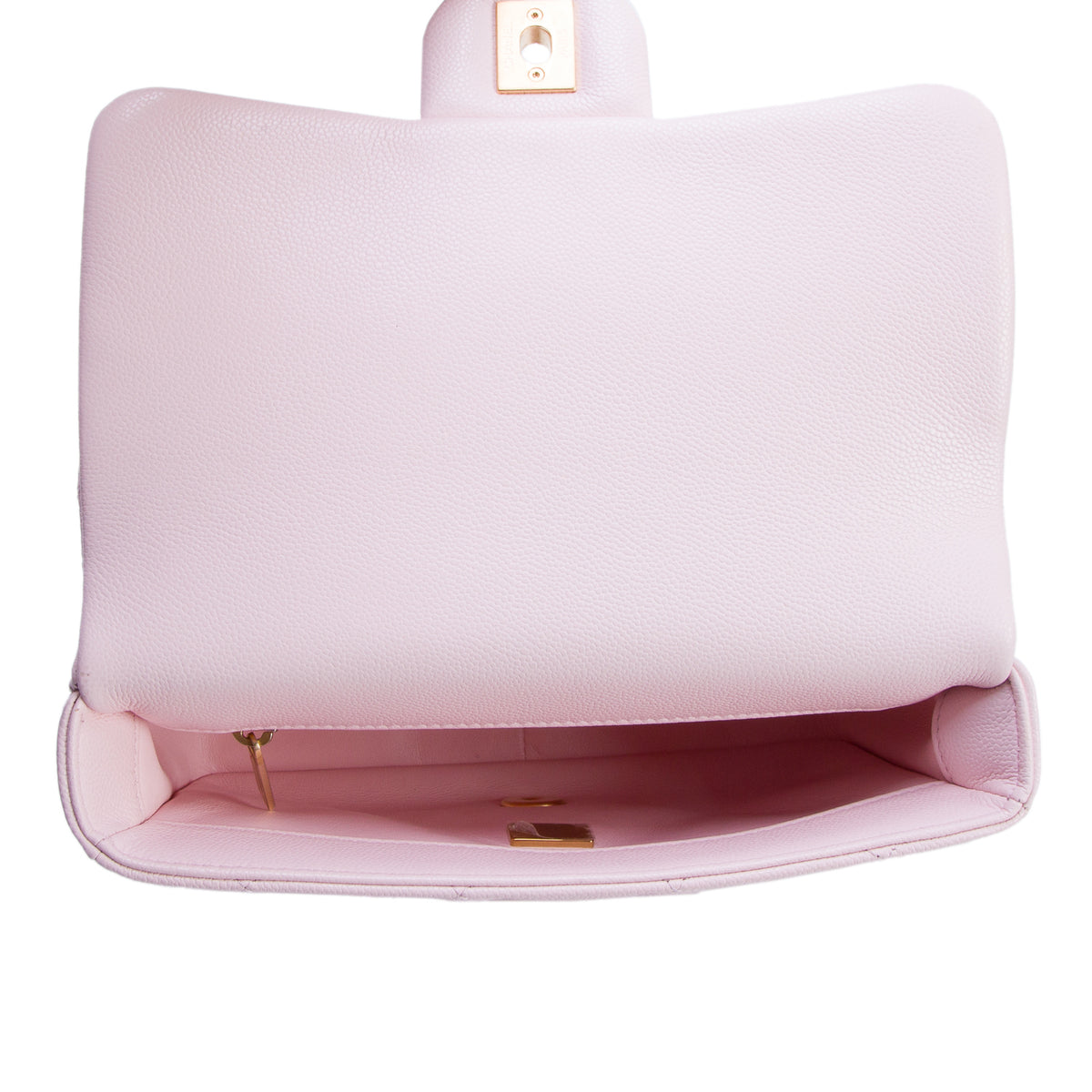 Chanel Pink Quilted Caviar Mini Rectangular CC Flap